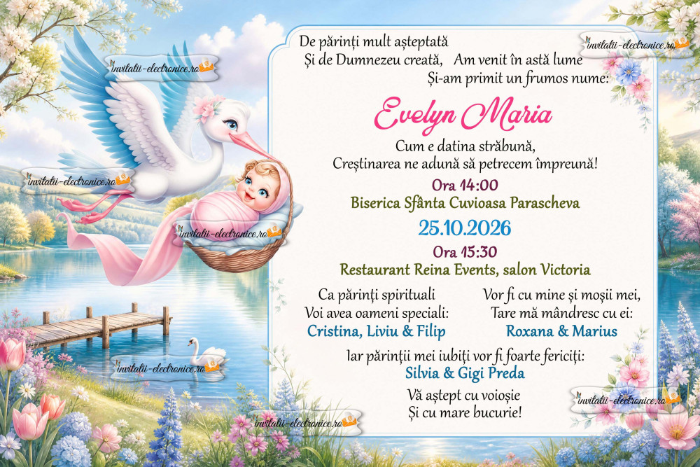Invitatie la botez fetita 