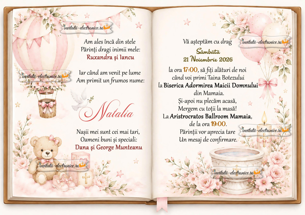 Invitatie la botez fetita