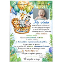 Invitatie digitala animale si baloane