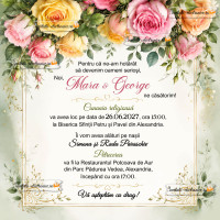 Invitatie la nunta cu trandafiri