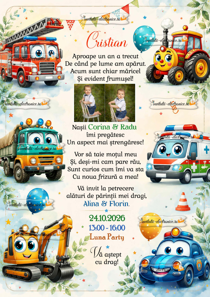 Invitatie la aniversare baiat