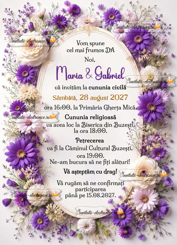 Invitatie de nunta simpla si frumoasa