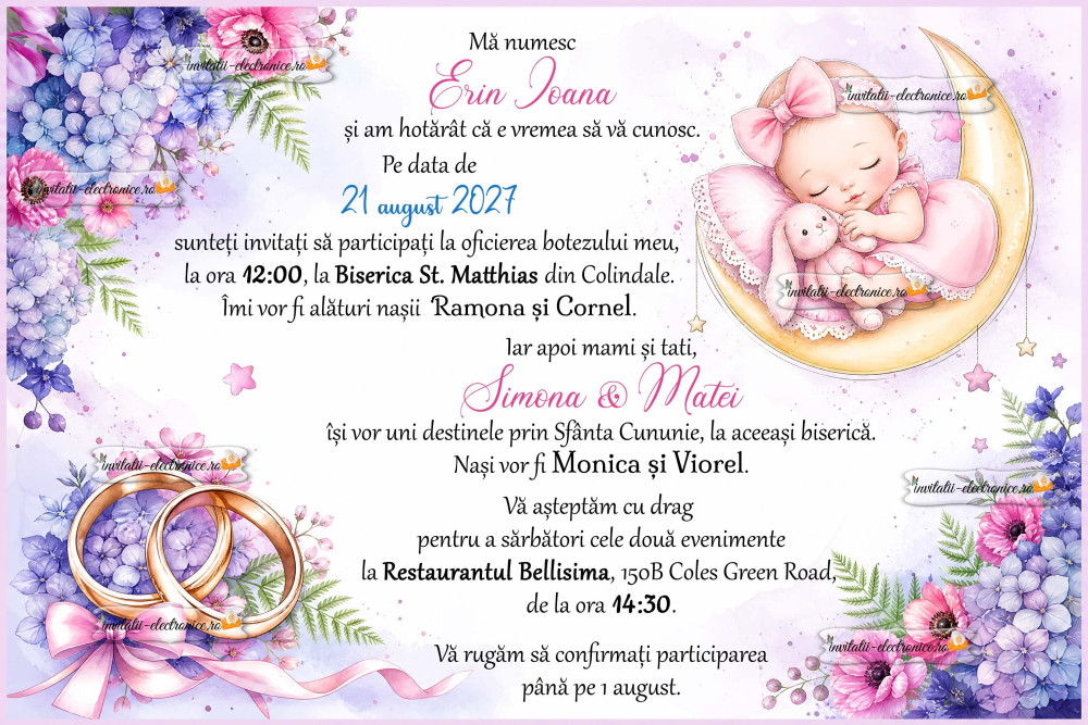 Invitatie nunta si botez de trimis online