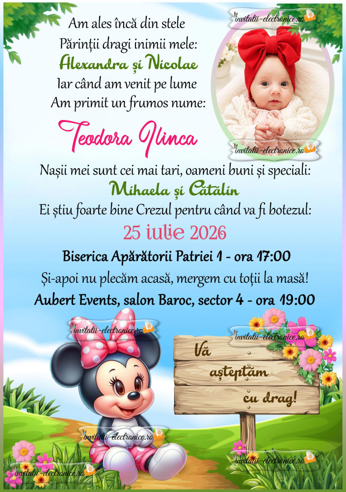 Invitatie la botez cu Minnie