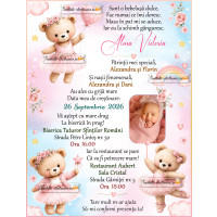 Invitatie la botez fetita cu ursuleti