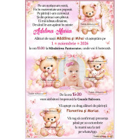Invitatie de botez cu ursulet