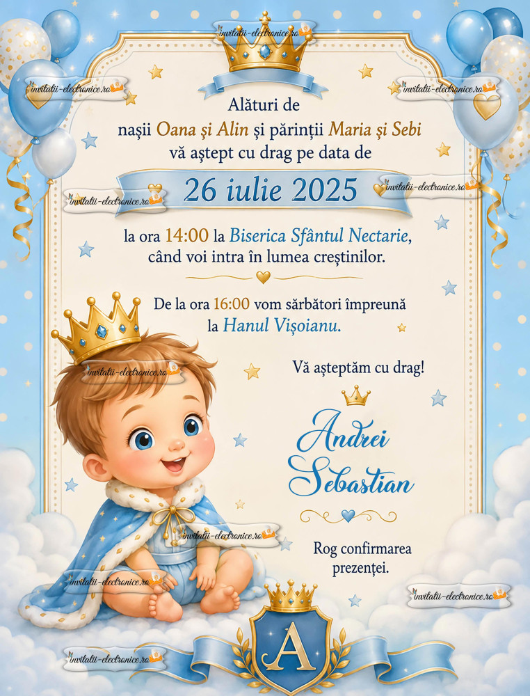 Invitatie la botez cu bebe print