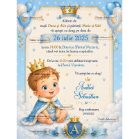 Invitatie la botez cu bebe print