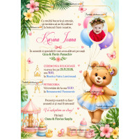 Invitatie de botez cu ursulet