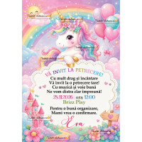 Invitatie la petrecere cu unicorn