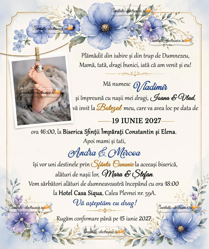 Invitatie electronica la nunta si botez baietel
