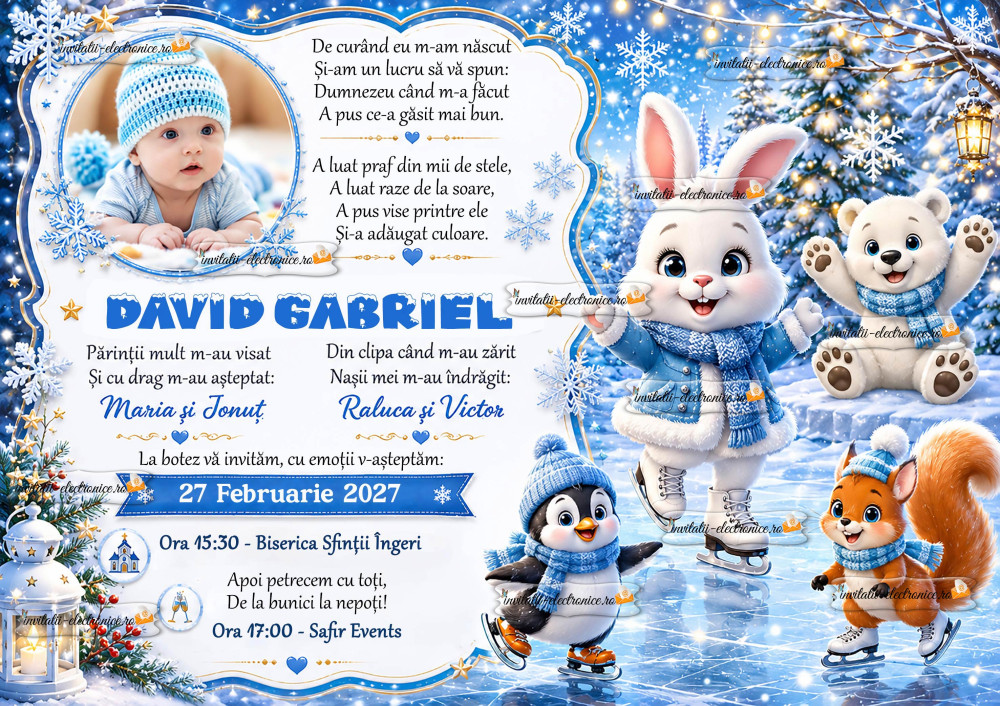 Invitatii electronice de botez iarna