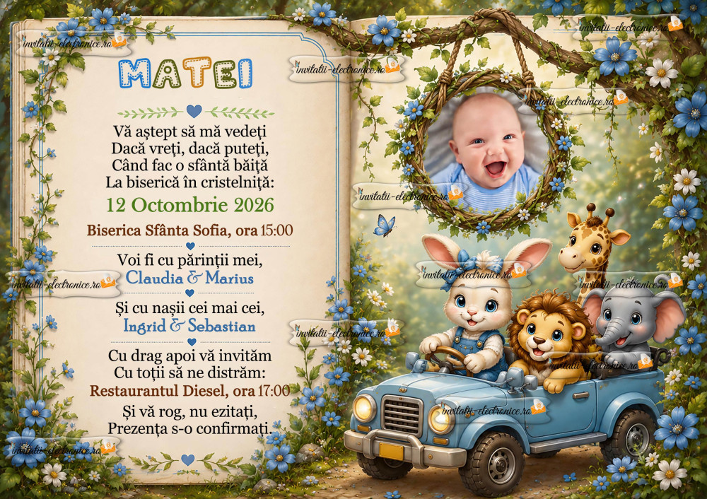Invitatie cu animale in masina