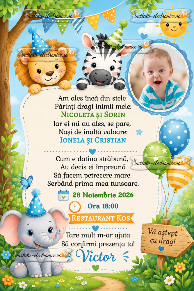 Invitatie la aniversare cu animale