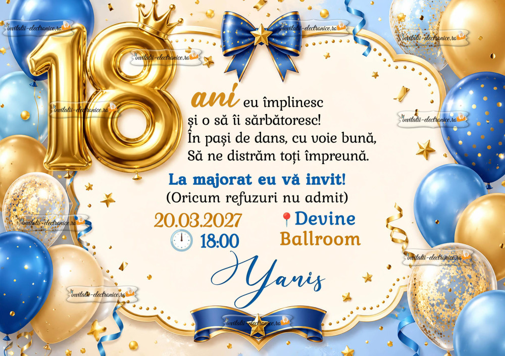 Invitatie la majorat baiat