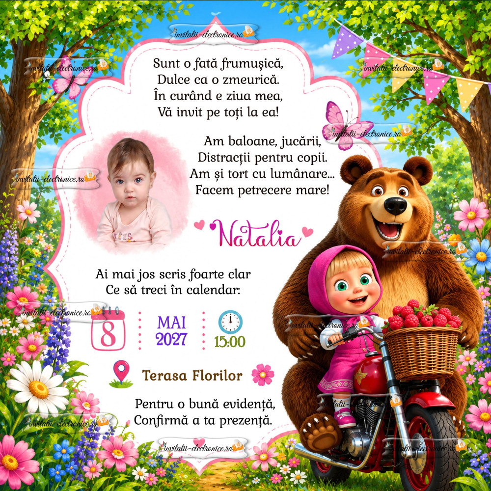 Invitatie cu Masha și Ursul