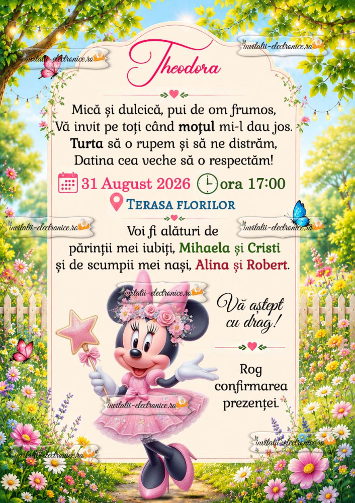 Invitatie la petrecere cu Minnie Mouse