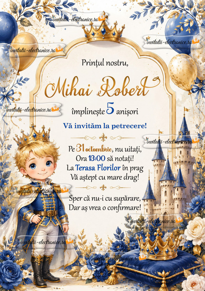 Invitatie la petrecere de copii cu print