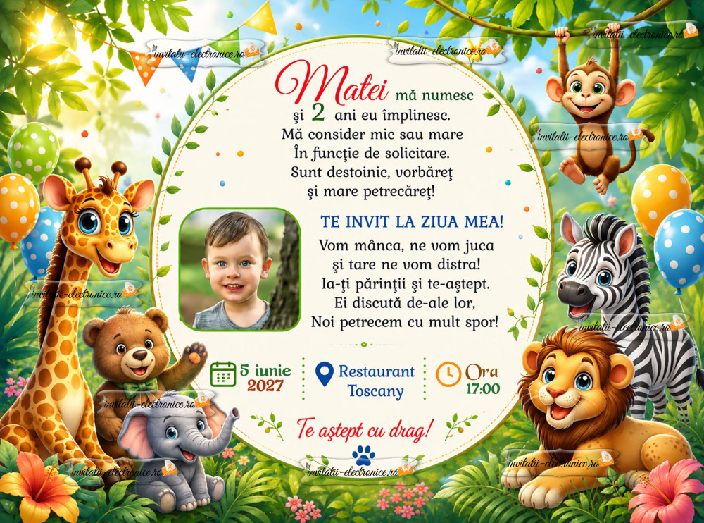 Invitatie electronica pe tema JUNGLA