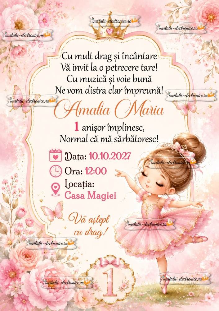 Invitatie digitala cu balerina
