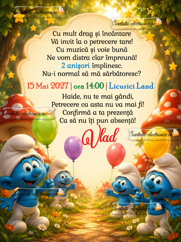 Invitatie cu strumfi