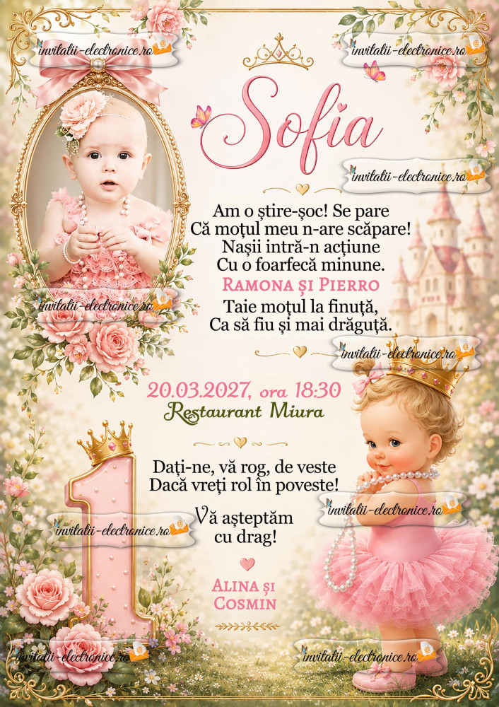 Invitatie la aniversarea unei fetite