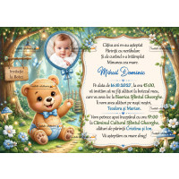 Invitatie de botez cu ursulet
