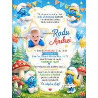 Invitatie electronica de botez cu strumfi