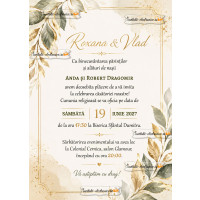 Invitatie de nunta cu auriu