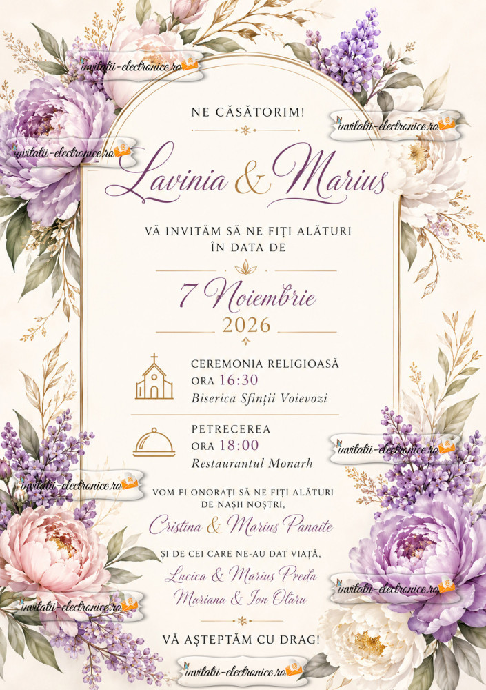 Invitatie de nunta cu flori 