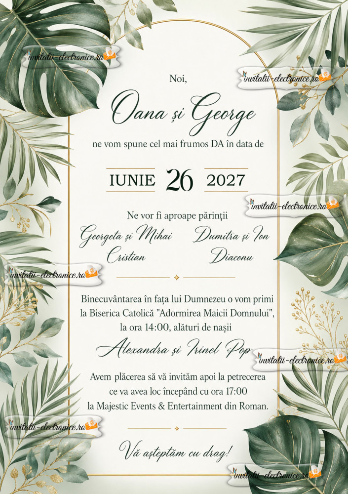 Invitatie cu frunze