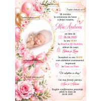 Invitatie cu baloane si flori