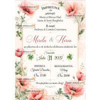 Invitatie de nunta cu flori de camp