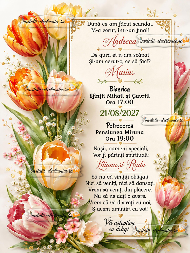 Invitatie nunta lalele