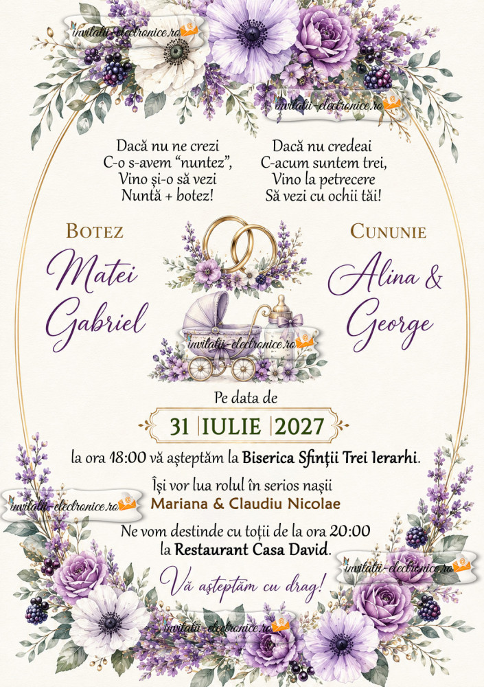 Invitatie de nunta si botez 2 in 1