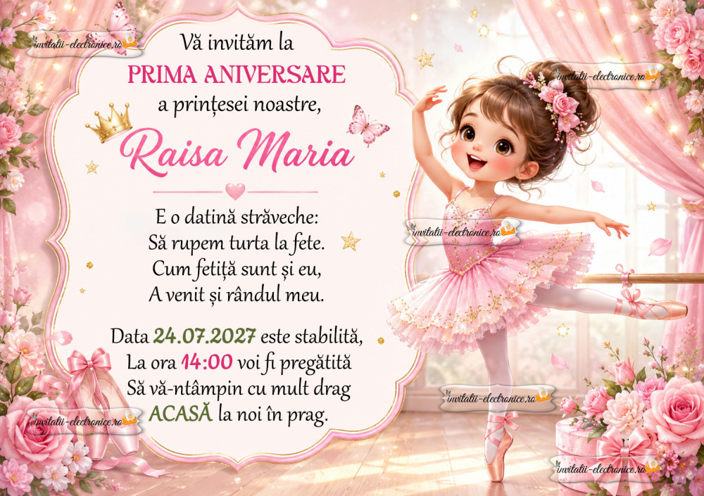 Invitatie digitala cu balerina
