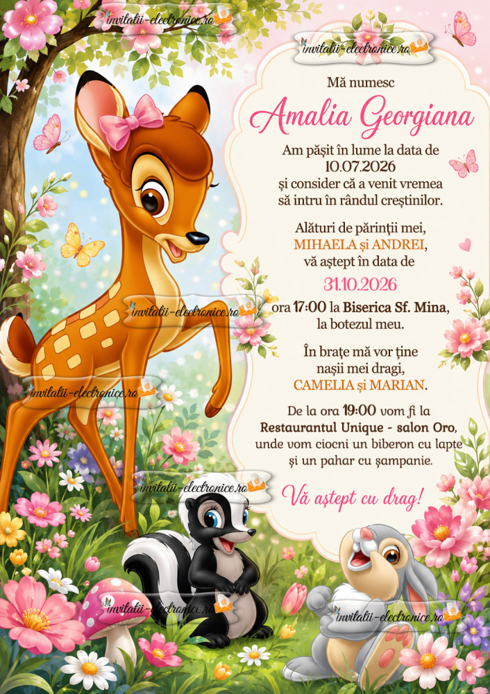 Invitatie la botez cu Bambi si Bocanila