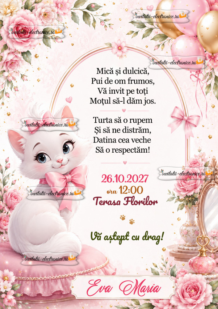 Invitatie cu pisica Marie