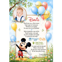Invitatie la aniversare cu baloane si Mickey