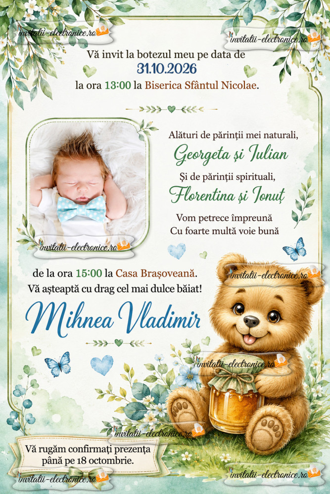 Invitatie cu ursulet