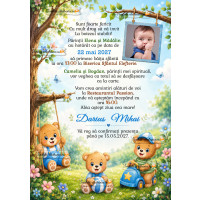Invitatie digitala la botez cu ursuleti