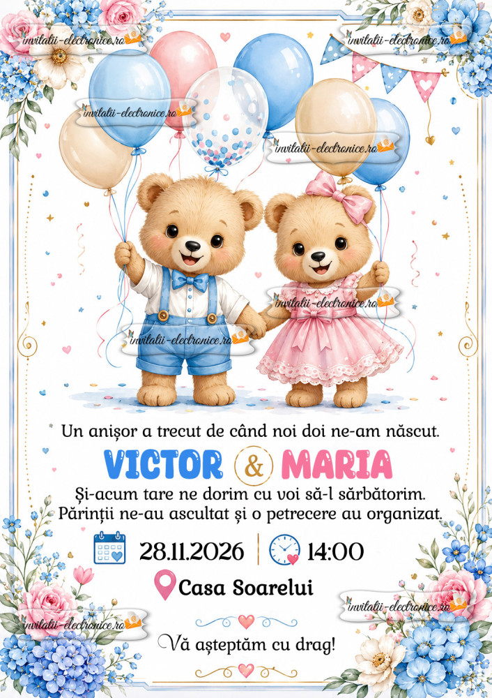 Invitatie gemeni fata si baiat