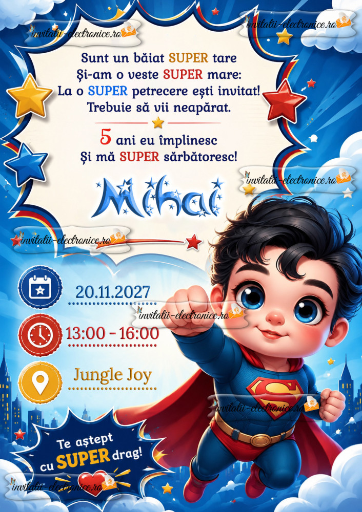 Invitatie la aniversare cu Superman