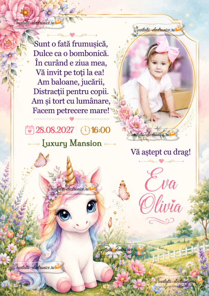 Invitatie cu unicorn