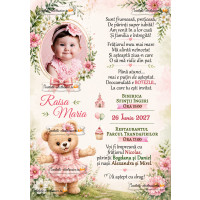 Invitatie la botez cu ursulet