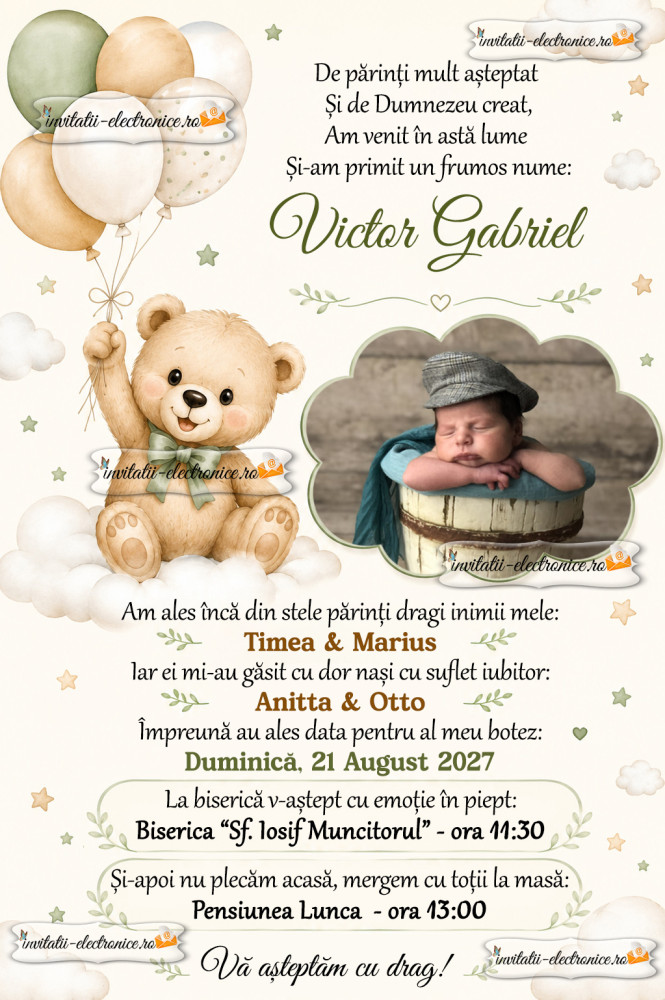 Invitatie de botez baieti