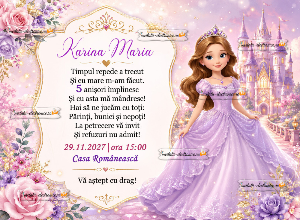 Invitatie la petrecere cu printesa Sofia