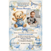 Invitatie botez cu ursulet
