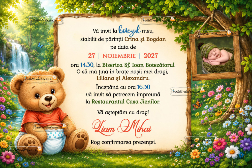 Invitatie la botez cu ursulet