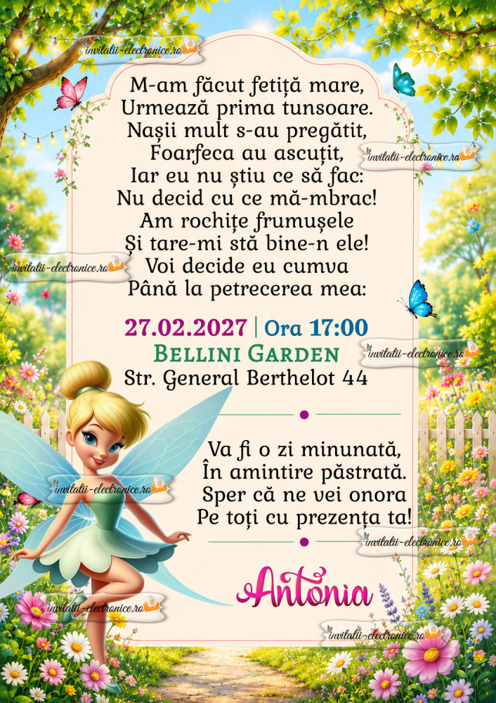 Invitatie digitala cu Tinker Bell